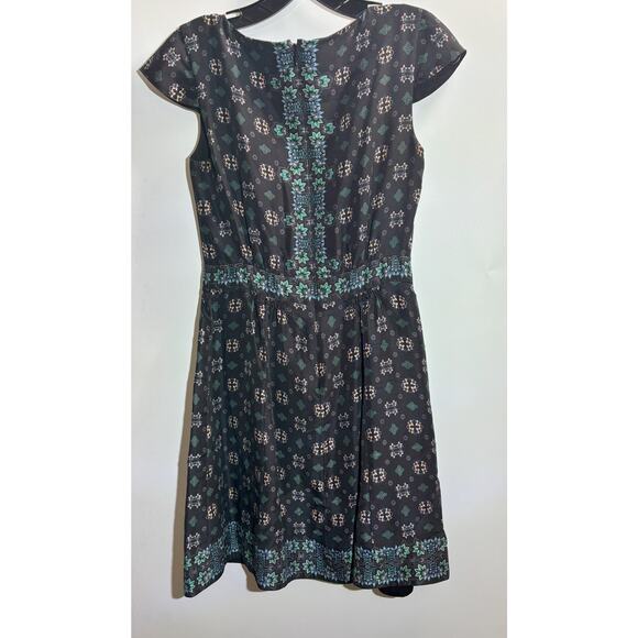 J. Crew Silk Cap‎ Sleeve Mirrored Floral Dress size 0 Preowned - Picture 2 of 3
